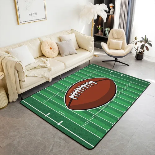 Alfombras de fútbol americano para niños, sala de estar, dormitorio, patrón de pelota de rugby, alfombras de sala de estar para dormitorio, alfombra