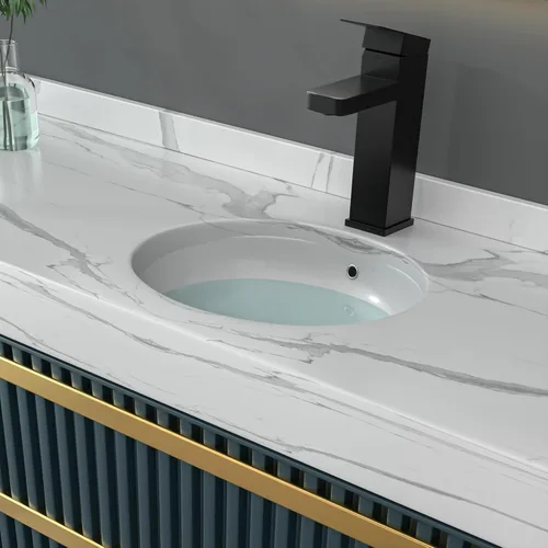 Miniatura 2 de Fregadero ovalado de cerámica para debajo de la encimera, de 19 x 16 pulgadas, lavabo ovalado de porcelana blanca con desbordamiento