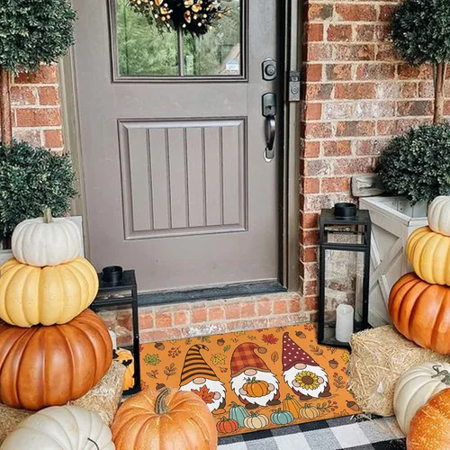 Miniatura 7 de Fall Door Mat Outdoor, Autumn Pumpkin Welcome Mat Fall Decorations Non-Slip Thanksgiving Doormat Low Profile for Home Indoor Outdoor Decor