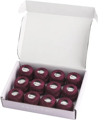 Miniatura 68 de Rhapsody Hilo de algodón perla tamaño 8 hilo de ganchillo Perle 12 bolas Set tejido a mano, bordado, sashiko, punto de cruz, costura, costura, Col. 5