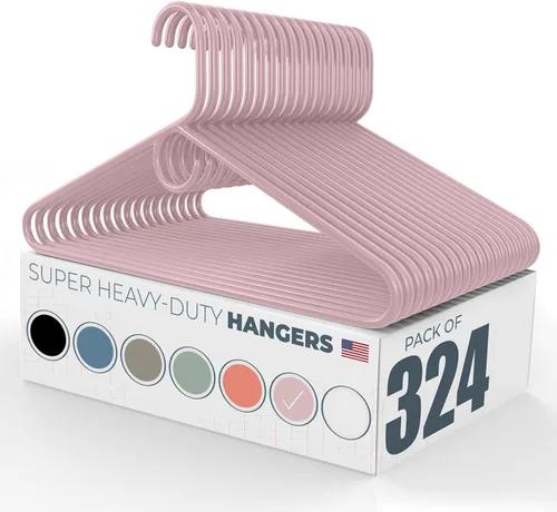 Miniatura 128 de Perchas de ropa súper resistentes, paquete de 50 (54 unidades), fabricadas en los Estados Unidos, capacidad de 10 libras, perchas de plástico grueso