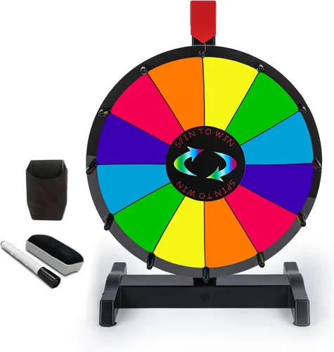 Rueda giratoria de 12 pulgadas con base de plástico, rueda giratoria de 12 ranuras con marcadores de borrado en seco y borrador para aula, juego de