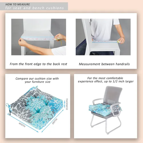Miniatura 4 de JMGBird Cojines impermeables para sillas de exterior de 19 x 19 pulgadas, paquete de 2 cojines de asiento de patio con lazos