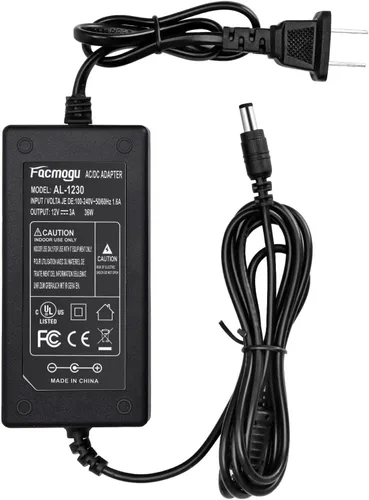 Miniatura 2 de Facmogu Adaptador de Corriente DC 12V 3A, 100-240V AC a DC 12V 3A 36W Suministro de Energía con Conector de Barril 5.5x2.5mm & 5.5x2.1mm, Adaptador