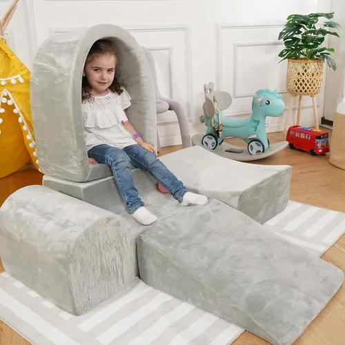 Miniatura 8 de Bloques de escalada de espuma para niños pequeños, juego suave de interior para bebés, funda de terciopelo y espuma viscoelástica de alta densidad