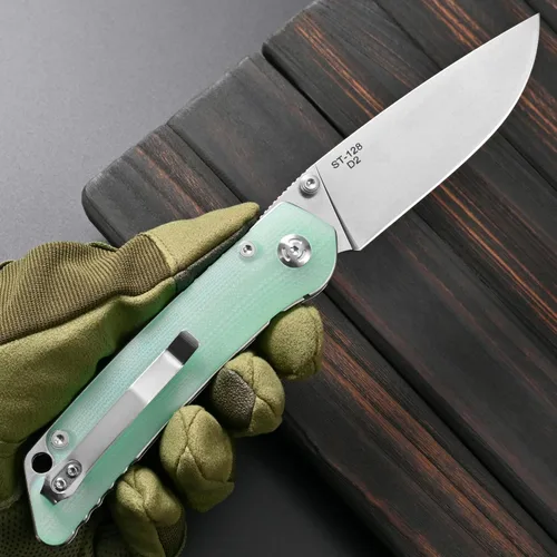 Miniatura 6 de Sitivien ST128 - Cuchillo plegable, hoja D2 G10, mango de seguridad, trazador de líneas de seguridad, cuchillo de herramienta EDC para senderismo al