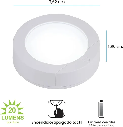 Miniatura 2 de GE Luces LED de disco activadas por tacto, 20 lúmenes, blanco, 25434