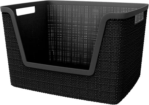 Miniatura 25 de Curver Juego de 6 cestas decorativas de plástico de yute mediano de 12 litros, para organización y almacenamiento, contenedores perfectos para Negro