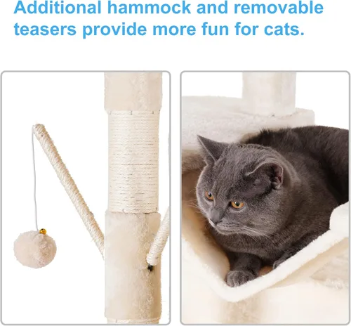 Miniatura 6 de Hey-brother Árbol de gato, torre XL grande de 71 pulgadas para gatos de interior, casa de gato de varios niveles con 3 asientos acolchados, rascador