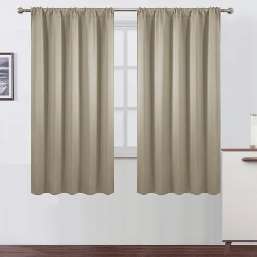 Miniatura 112 de LEMOMO Cortinas opacas negras para cocina, 42 x 45 pulgadas, juego de 2 paneles de cortinas opacas con bolsillo para cortinero para ventana pequeña