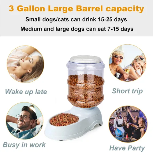 Miniatura 5 de Comederos automáticos para perros - Dispensador de comida por gravedad de 3 galones de capacidad para perros grandes y gatos