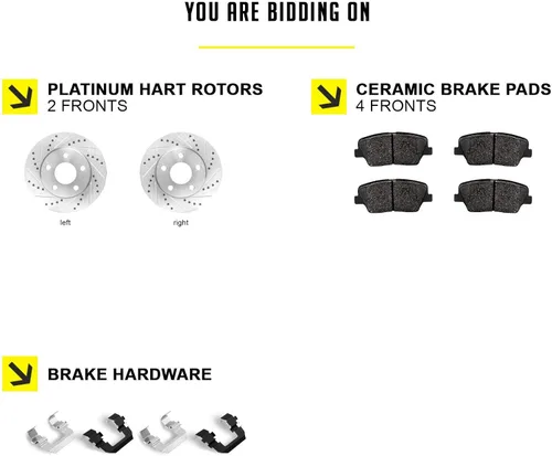 Miniatura 2 de Hart Brakes Kit de frenos delanteros y rotores Pastillas de freno delantero Rotores y pastillas de freno Pastillas de freno y rotores