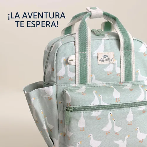 Miniatura 6 de Itzy Ritzy Mochila para niños pequeños – Bolsa de guardería – Cuenta con correas ajustables para el hombro, 2 bolsillos laterales e interior Ganso