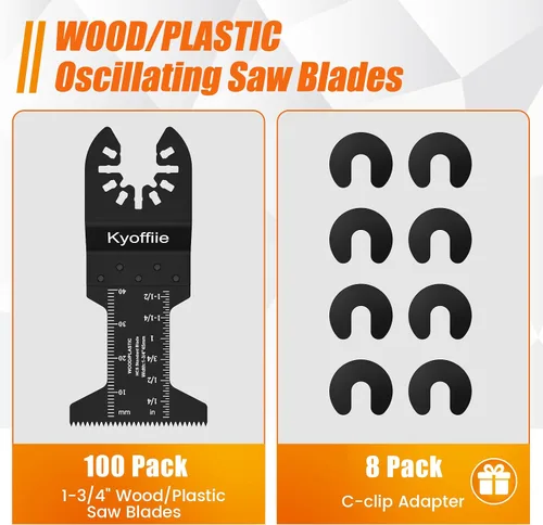 Miniatura 3 de 100 Cuchillas de Sierra Oscilante, 1-3/4" Liberación Rápida Kits de Cuchillas Multiherramienta Cuchillas de Herramienta Oscilante Universal Madera