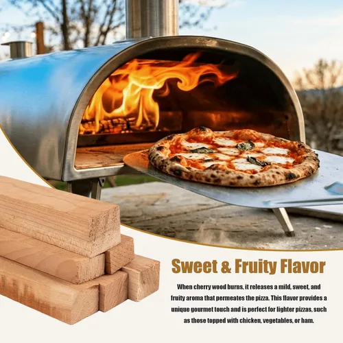 Miniatura 4 de Horno de pizza de 19 libras, madera de cerezo secada al horno, de 8 pulgadas, mini troncos de cocción sin corteza para hornos de pizza, parrillas