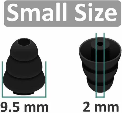 Miniatura 3 de Tamaño pequeño, 6 pares de triple brida compatibles con puntas Shure SE215 Pro, reducción de ruido con orificio de conector de 0.079 in, auriculares