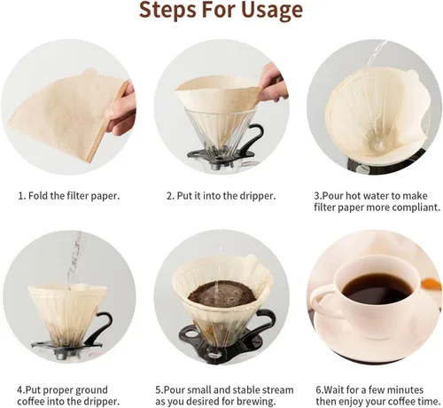 Miniatura 4 de Clinuse Filtros de café en cono #2, 100 unidades sin blanquear tamaño 02, filtros de papel natural desechables de 2 a 4 tazas, 02 filtros de cono