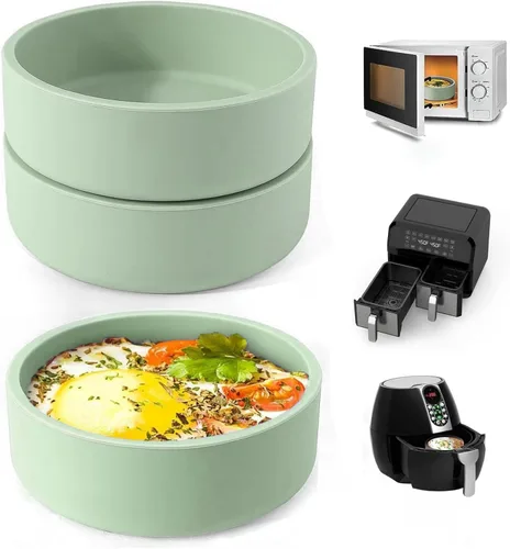 Miniatura 8 de 3 piezas ZHYEEDAA Molde de huevo para freidora de aire, moldes de huevo de silicona, moldes reutilizables individuales para picaduras de huevo, olla