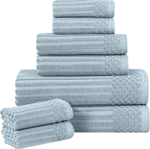 Miniatura 52 de Superior Juego de 6 toallas de algodón sólido y acanalado, toallas de cara de 13 x 13 pulgadas, toallas de mano de 16 x 28 pulgadas, toallas de baño