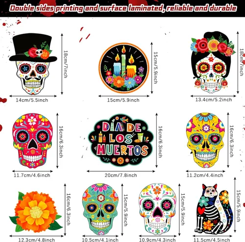 Miniatura 2 de Decoraciones del Día de los Muertos, decoración de remolinos colgantes de calavera de azúcar, decoración del día de los muertos, decoración