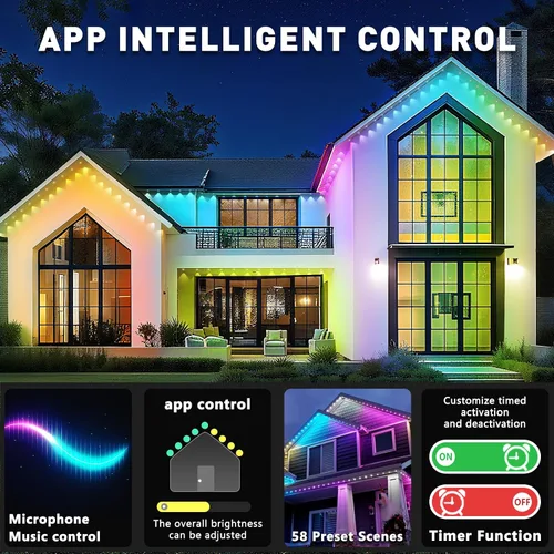 Miniatura 5 de Luces permanentes para exteriores de 100 pies, impermeable IP67 para techo de casa, vacaciones, fiesta, iluminación diaria, luces RGB inteligentes
