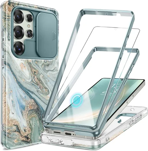 Miniatura 10 de GVIEWIN para Samsung Galaxy S23 Ultra Funda con cubierta deslizante para cámara, [Protector de pantalla incorporado] [2 Marcos frontales] Funda