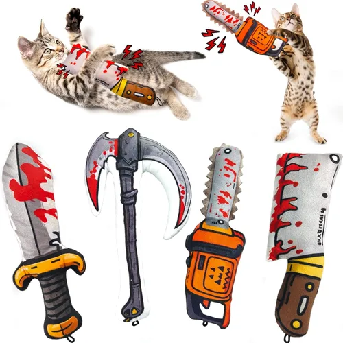 Juguetes para Gatos [8000mg de Hierba Gatera Premium] Estilo Colorido de Dibujos Animados Terror Divertido Cuchillo Hierba Gatera Juguetes para
