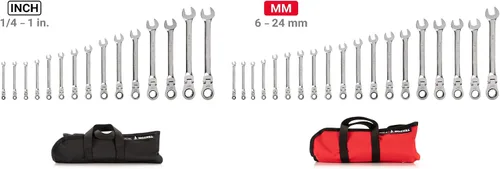 Miniatura 2 de TEKTON WRC95405 - Juego de llaves combinadas de trinquete de cabeza flexible con rollos, 34 piezas (1/4-1 pulgada, 0.236-0.945 in)
