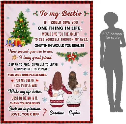 Miniatura 8 de Manta de mejor amiga con nombre personalizable con texto en inglés «To My Bestie I Love You», regalo personalizado de cumpleaños y amistad