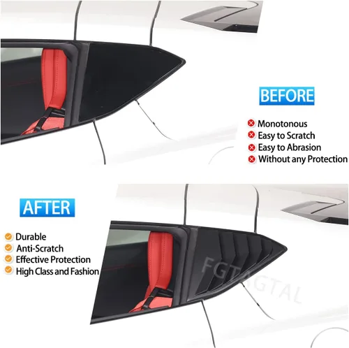 Miniatura 2 de Cubierta de rejilla para ventana lateral trasera compatible con Chevrolet Corvette C8 2020-2025, cubierta de moldura de persianas de ventana Mate