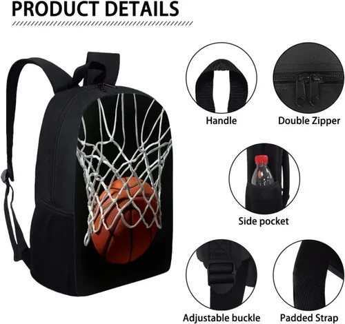 Miniatura 2 de HUGS IDEA Los animales frescos 3D niños escuela libro bolsa niños impresión mochilas, Baloncesto, Moderno