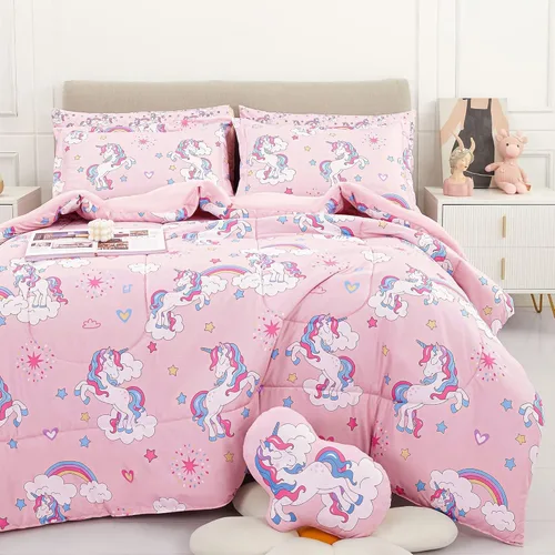 Miniatura 25 de Mooreeke Juego de edredón individual para niños de 6 piezas, juego de ropa de cama azul para adolescentes, microfibra de dinosaurio, cama para niños