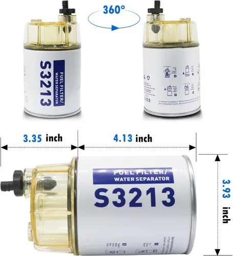 Miniatura 2 de S3213 Filtro Separador de Agua de Combustible Compatible con Motor Fuera de Borda Marino Mercury Yamaha Racor Sierra Motor de Barco 10 Micron