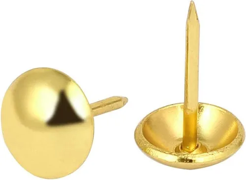 Uñas doradas de tapicería antiguas de 0.984 in, uñas redondas de cabeza grande, tachuelas doradas para muebles, tableros de corcho, muebles de