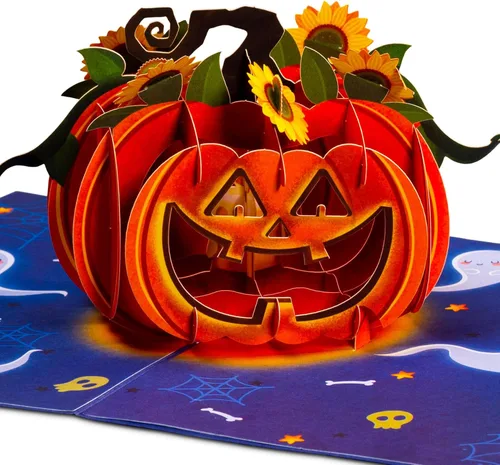 Miniatura 6 de Paper Love Tarjeta desplegable de Halloween, oso 3D, para celebraciones espeluznantes, truco o trato, adultos y niños, cubierta de 5 x 7 pulgadas
