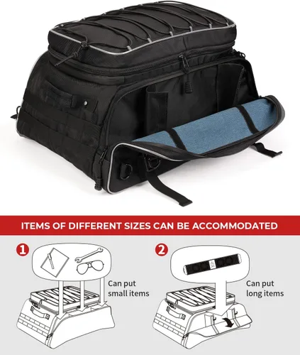 Miniatura 4 de KEMIMOTO Bolsa de Portaequipajes de Viaje para Motocicleta Expandible 20-25L Bolsa de Maletero Suave Plegable con Correas de Barra Compatible