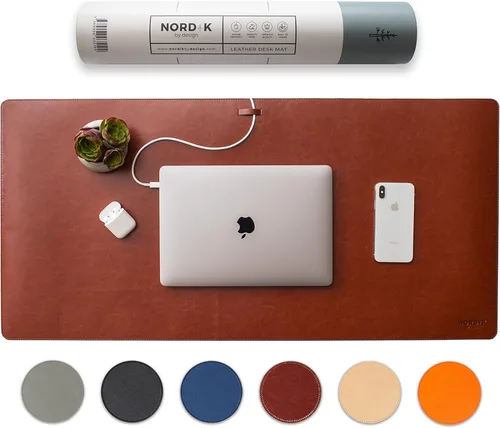 Miniatura 9 de Nordik - Tapete de Escritorio de Cuero de Corcho Organizador de Cables - Gris Plomizo 35 X 17 pulgadas - Tapete Premium Extendido para Mouse