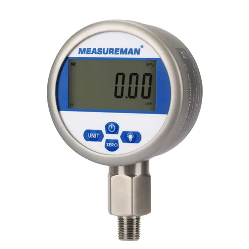 Miniatura 7 de MEASUREMAN Dial de 2-1/2", manómetro industrial hidráulico digital con montaje inferior NPT de 1/4", caja de acero inoxidable y conexión