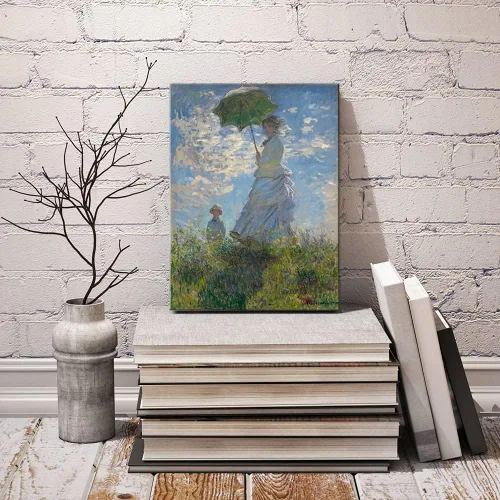 Miniatura 2 de Wieco Art Mujer con un parasol Madame Monet y su hijo Impresiones en lienzo Arte de pared de Claude Monet famosas pinturas al óleo clásicas