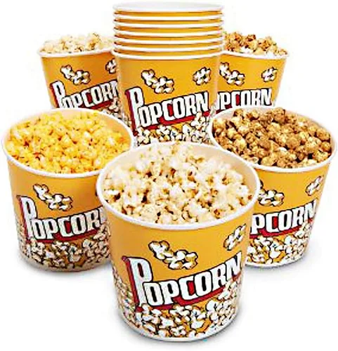 Miniatura 2 de Novelty Place Contenedores de plástico para palomitas de maíz de estilo retro para noche de películas, 7 pulgadas de alto x 7 pulgadas de diámetro