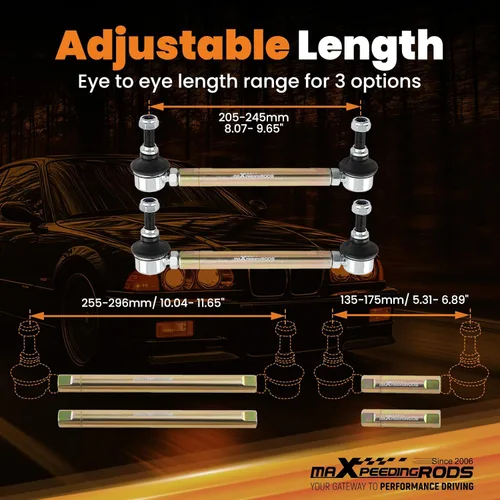 Miniatura 5 de maXpeedingrods Barras de Esfuerzo Laterales Ajustables Delanteras para BMW Serie 3 E36 E46 M3 E90 E91 E92 E93, Kit de Suspensión de Barras