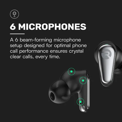 Miniatura 5 de Auriculares Raycon Pro inalámbricos Bluetooth con cancelación activa de ruido híbrida, modo de consciencia, 40 horas de batería, 6 micrófonos