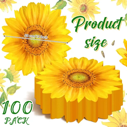 Miniatura 2 de Teling Paquete de 100 manteles individuales desechables de papel de girasol de 13 pulgadas, manteles individuales de mesa de verano para novia, baby