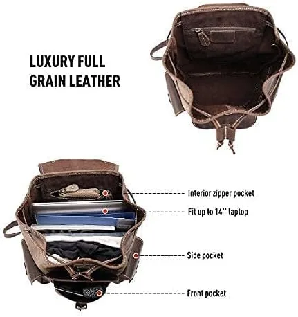 Miniatura 7 de Polare - Mochila vintage de cuero de grano completo para hombre y mujer