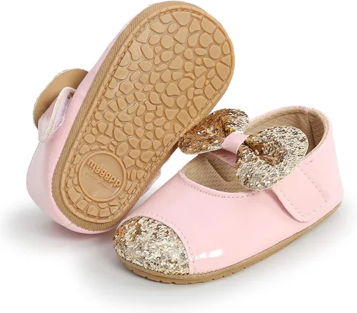 Miniatura 5 de Antheron Baby Girls Mary Jane Flats - Mocasines para bebé con suela suave, diseño floral brillante