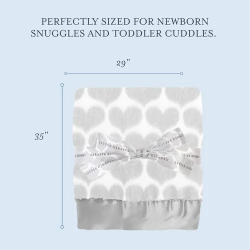 Miniatura 3 de Little Giraffe Luxe Manta para Bebé – 29x35" Borde de Satén, Heart Army Silver Ultra-Suave, Hipoalergénica Manta para Cochecito y Guardería