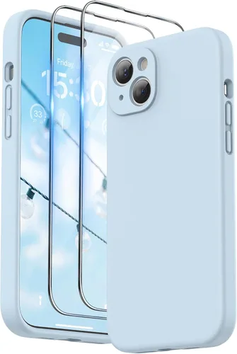 Miniatura 18 de SURPHY Funda diseñada para iPhone 15 Plus con protector de pantalla y cordón, correa de teléfono y funda de silicona líquida para teléfono
