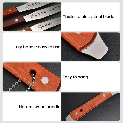 Miniatura 5 de Cuchillo para caca, cuchillo de caca de metal duradero de 12 pulgadas para bloque de inodoro, mango de madera extra largo, palo de caca, broma