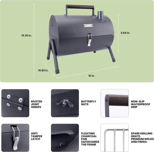 Miniatura 5 de AGG - Parrilla de carbón portátil – Combo de barbacoa y parrilla de mesa 2 en 1 – Mini parrilla compacta para camping, balcón y portón trasero