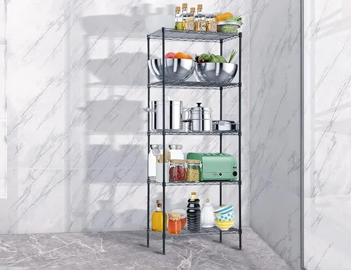 Miniatura 3 de Estantería de metal de 5 estantes, altura ajustable, estante de alambre comercial con patas niveladoras, capacidad de 150 libras por estante, 24 x